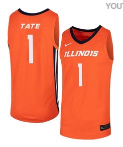Jaylon Tate 1 Illinois Fighting Illini Elite Basketball Youth Jersey - Orange