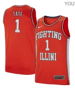 Jaylon Tate 1 Illinois Fighting Illini Retro Elite Basketball Youth Jersey - Orange