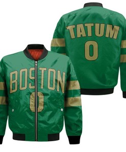 Jayson Tatum Boston Celtics 2020 Finished City Edition Kelly Green Jersey Bomber Jacket