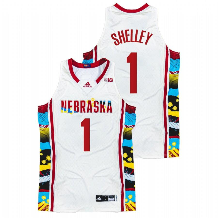 Jaz Shelley 1 White Nebraska Cornhuskers 2022 Sunflower BHM Honoring Black Excellence Jersey