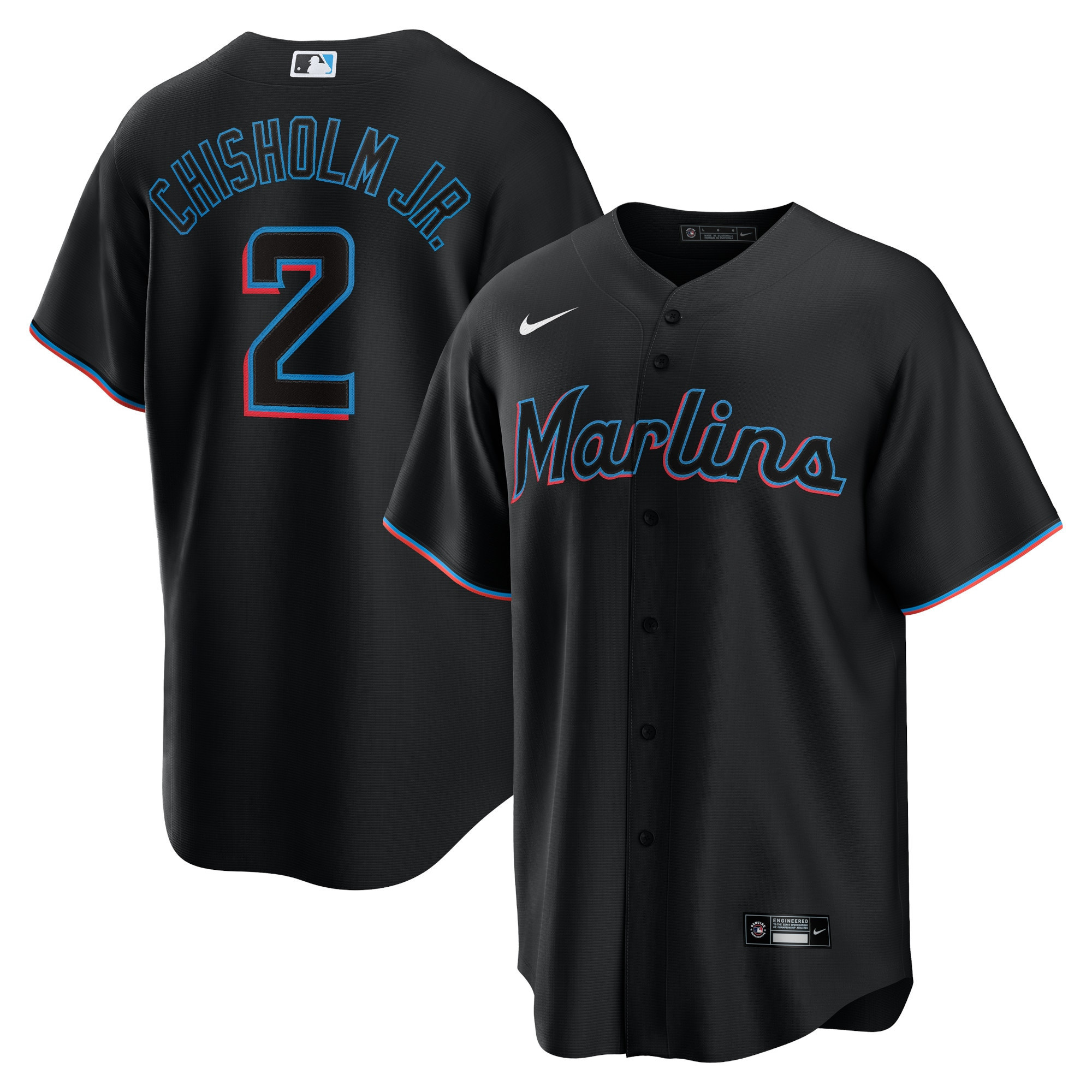Jazz Chisholm Jr Miami Marlins Alternate Replica Player Jersey Black Mlb
