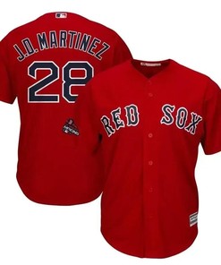 J.d. Martinez Boston Red Sox 2018 World Series Champions Team Logo Player Jersey - Scarlet