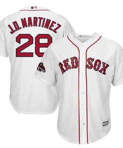 J.d. Martinez Boston Red Sox 2018 World Series Champions Team Logo Player Jersey - White