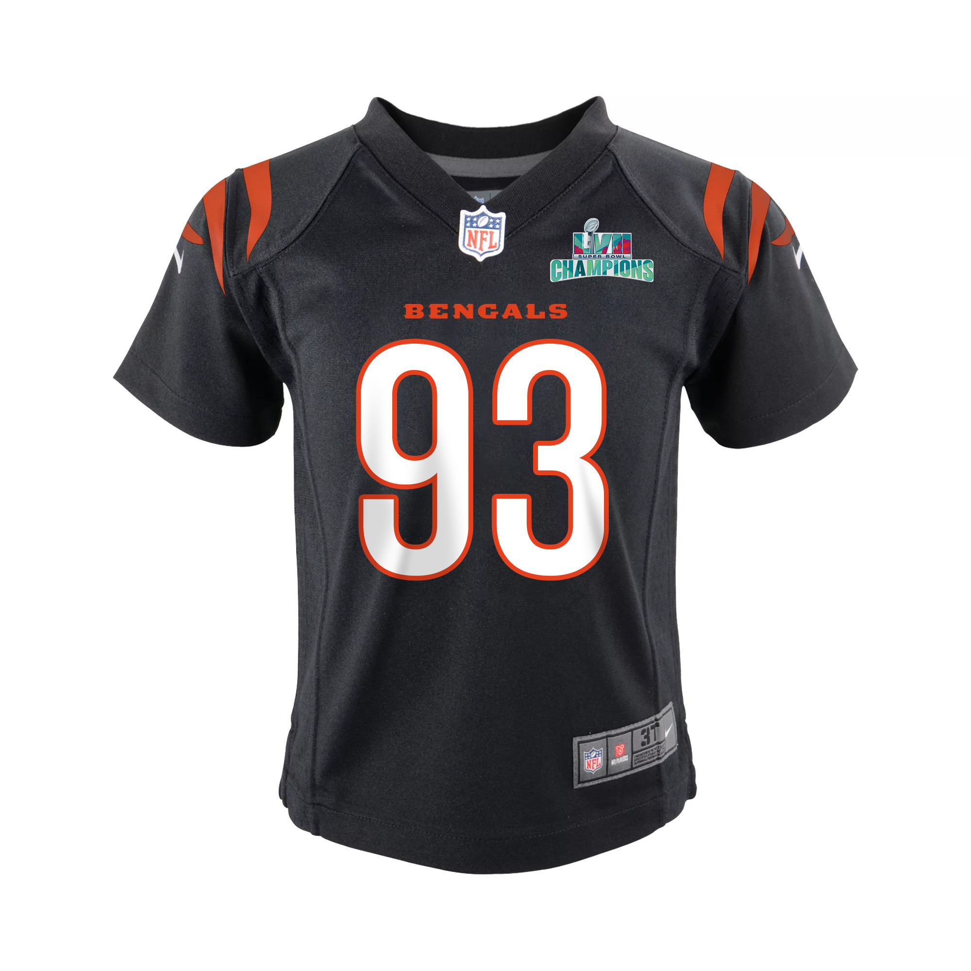 Jeff Gunter 93 Cincinnati Bengals Super Bowl LVII Champions Youth Game Jersey - Black