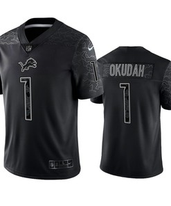 Jeff Okudah 1 Detroit Lions Black Reflective Limited Jersey - Men