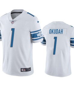 Jeff Okudah 1 Detroit Lions White Vapor Limited Jersey