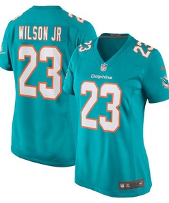Jeff Wilson Jr. 23 Miami Dolphins Women's Game Player Jersey - Aqua