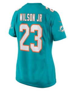 Jeff Wilson Jr. 23 Miami Dolphins Women's Game Player Jersey - Aqua