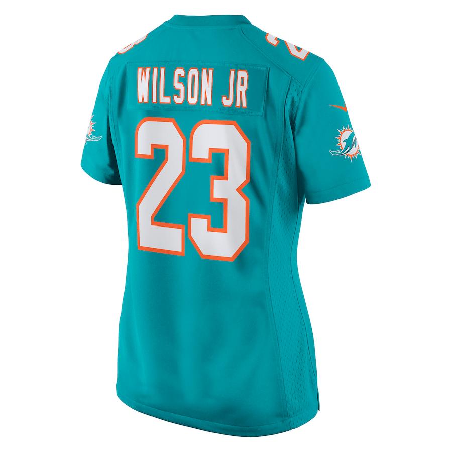 Jeff Wilson Jr. 23 Miami Dolphins Women's Game Player Jersey - Aqua