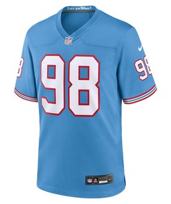 Jeffery Simmons 98 Tennessee Titans Oilers Throwback Alternate Game Men Jersey - Light Blue