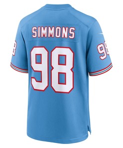 Jeffery Simmons 98 Tennessee Titans Oilers Throwback Alternate Game Men Jersey - Light Blue
