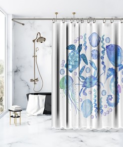 Jellyfish Seahorse Artistic Print Shower Curtain for your Bathroom