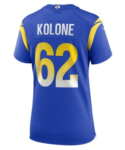 Jeremiah Kolone Los Angeles Rams Women's Team Game Player Jersey - Royal