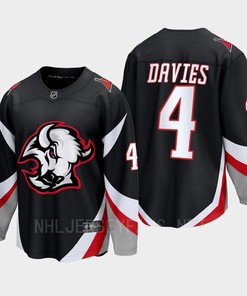Jeremy Davies 4 Buffalo Sabres 2022-23 Goathead Third Premier Breakaway Player Black Jersey