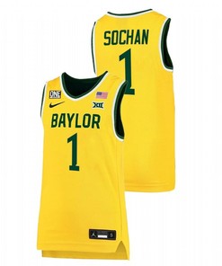 Jeremy Sochan 1 Gold Baylor Bears 2022 Big 12 College Basketball Jersey