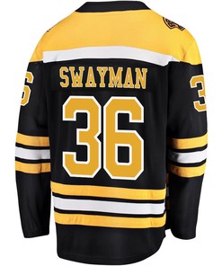 Jeremy Swayman 36 Boston Bruins Stanley Cup 2023 Playoffs Patch Home Breakaway Men Jersey - Black