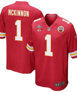 Jerick McKinnon 1 Kansas City Chiefs Super Bowl LVII Champions 3 Stars Men Game Jersey - Red