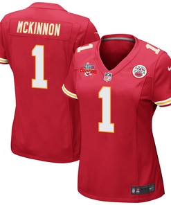 Jerick McKinnon 1 Kansas City Chiefs Super Bowl LVII Champions 3 Stars Women Game Jersey - Red