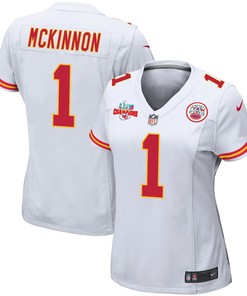 Jerick McKinnon 1 Kansas City Chiefs Super Bowl LVII Champions 3 Stars Women Game Jersey - White