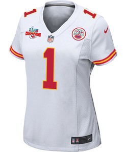 Jerick McKinnon 1 Kansas City Chiefs Super Bowl LVII Champions 3 Stars Women Game Jersey - White