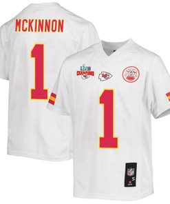 Jerick McKinnon 1 Kansas City Chiefs Super Bowl LVII Champions 3 Stars Youth Game Jersey - White
