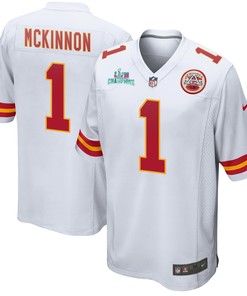 Jerick McKinnon 1 Kansas City Chiefs Super Bowl LVII Champions Men Game Jersey - White