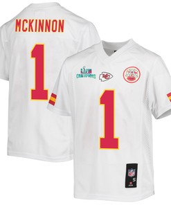 Jerick McKinnon 1 Kansas City Chiefs Super Bowl LVII Champions Youth Game Jersey - White
