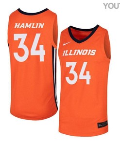 Jermaine Hamlin 34 Illinois Fighting Illini Elite Basketball Youth Jersey - Orange