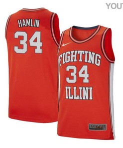 Jermaine Hamlin 34 Illinois Fighting Illini Retro Elite Basketball Youth Jersey - Orange