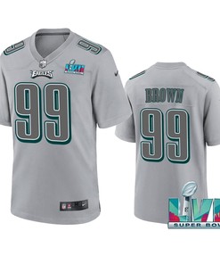 Jerome Brown 99 Philadelphia Eagles Super Bowl LVII Patch Atmosphere Fashion Game Jersey - Gray