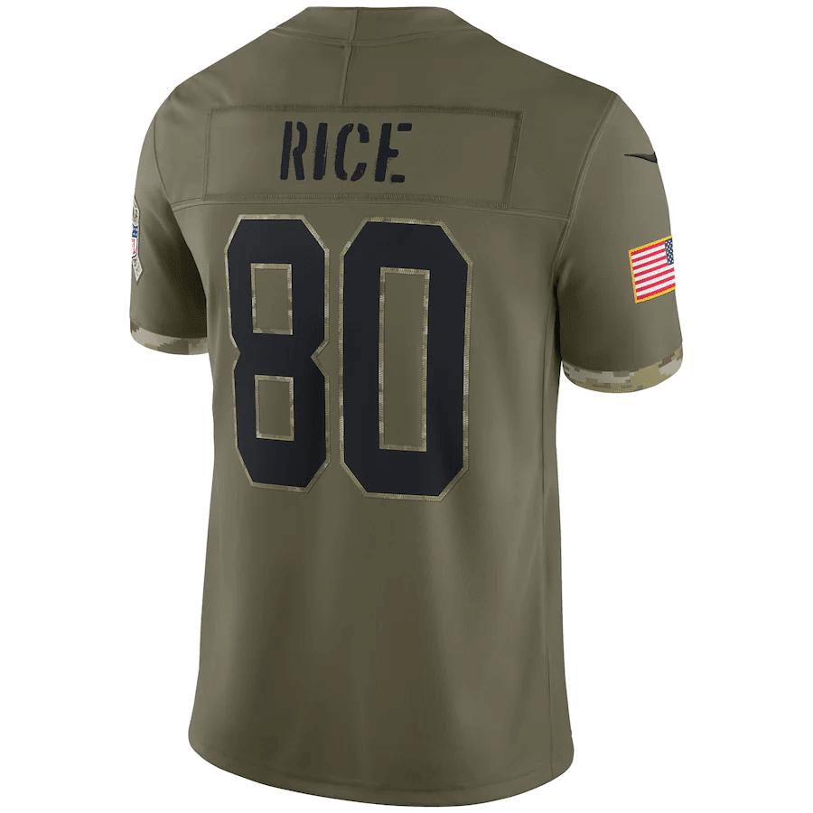 Jerry Rice San Francisco 49ers 2022 Salute To Service Retired Player Limited Jersey - Olive