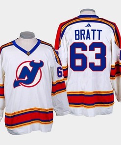 Jesper Bratt 63 New Jersey Devils 2022-23 Reverse Retro 2.0 White Jersey