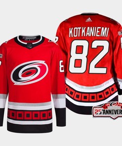Jesperi Kotkaniemi 82 Carolina Hurricanes Red Jersey 2022-23 Third 25th Anniversary
