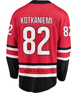 Jesperi Kotkaniemi 82 Carolina Hurricanes Stanley Cup 2023 Playoffs Patch Home Breakaway Men Jersey - Red