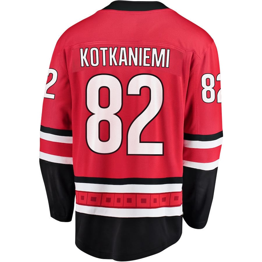 Jesperi Kotkaniemi 82 Carolina Hurricanes Stanley Cup 2023 Playoffs Patch Home Breakaway Men Jersey - Red