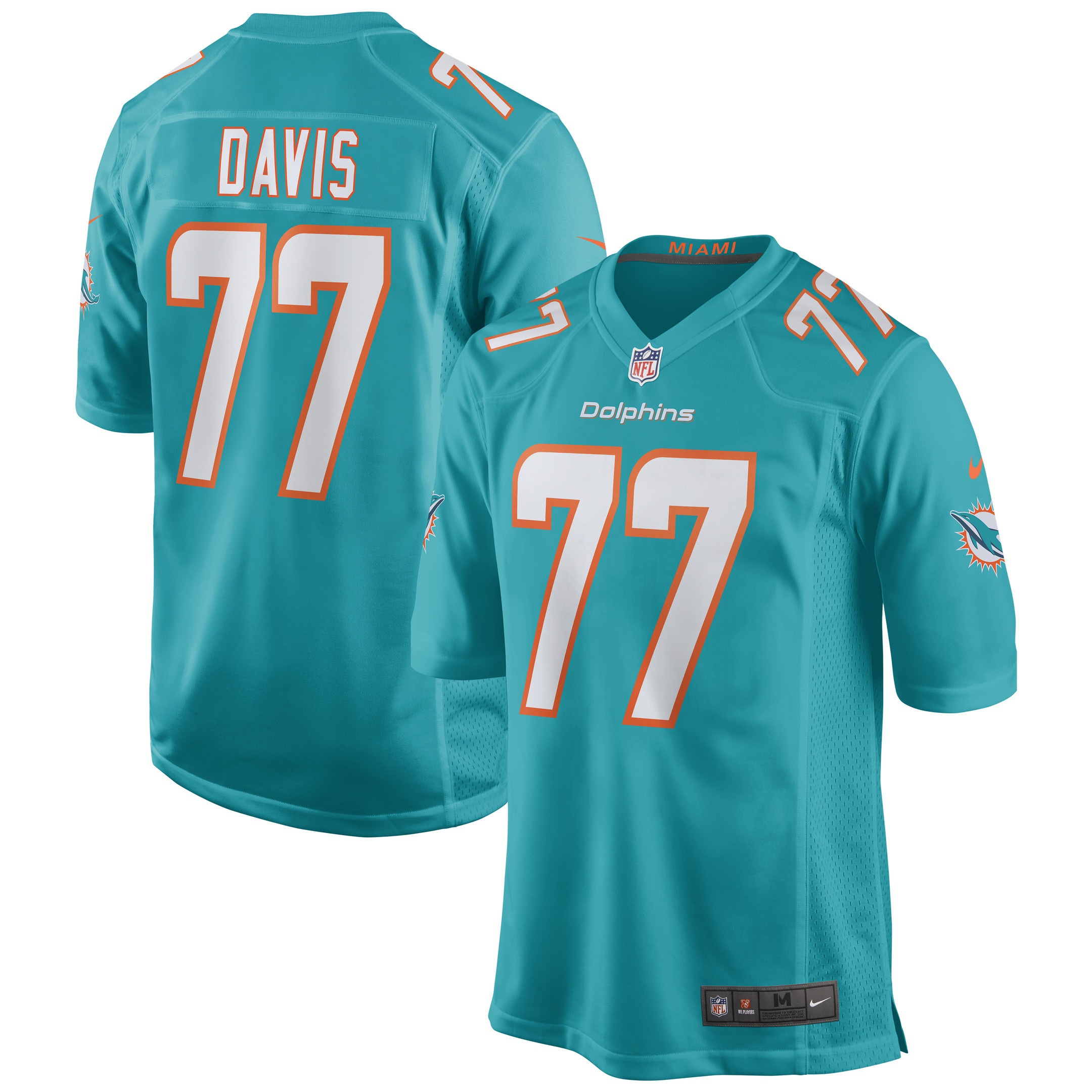 Jesse Davis Miami Dolphins Game Jersey - Aqua Nfl