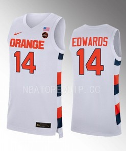 Jesse Edwards 14 Syracuse Orange White Jersey 2022-23 College Basketball