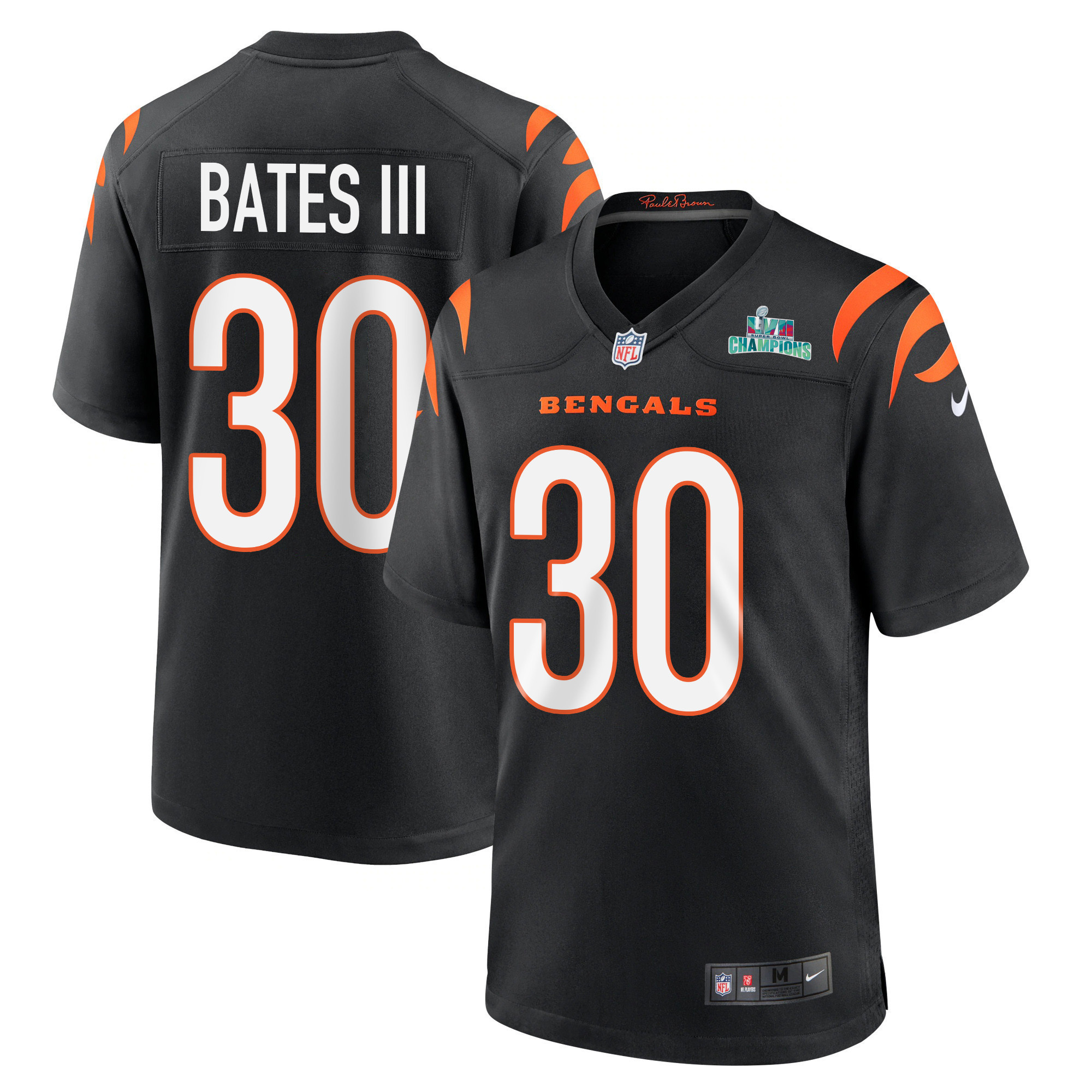 Jessie Bates III 30 Cincinnati Bengals Super Bowl LVII Champions Men Game Jersey - Black