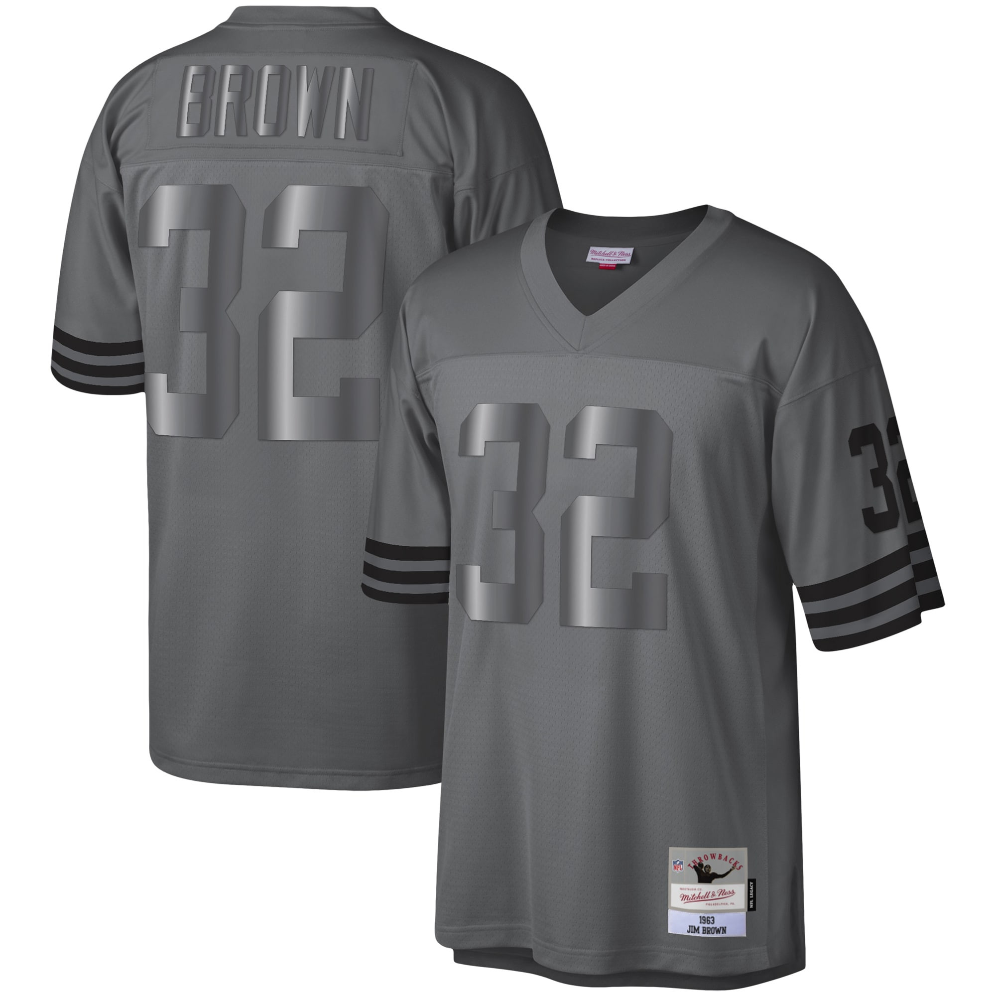 Jim Brown Cleveland Browns Mitchell & Ness 1963 Retired Player Metal Legacy Jersey - Charcoal Nfl