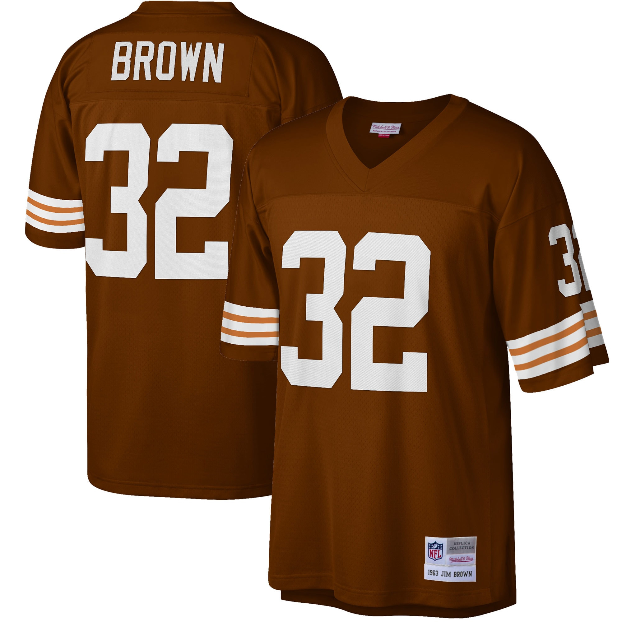 Jim Brown Cleveland Browns Mitchell & Ness Big & Tall 1963 Retired Player Replica Jersey - Brown Nfl