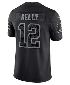 Jim Kelly 12 Buffalo Bills Retired Player RFLCTV Limited Jersey - Black