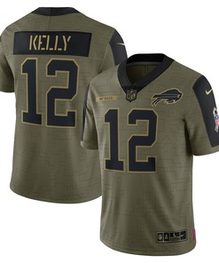 Jim Kelly Buffalo Bills 2021 Salute To Service Retired Player Limited Jersey - Olive Nfl