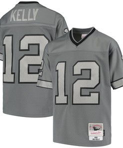 Jim Kelly Buffalo Bills Mitchell & Ness 1990 Retired Player Metal Replica Jersey - Charcoal Nfl