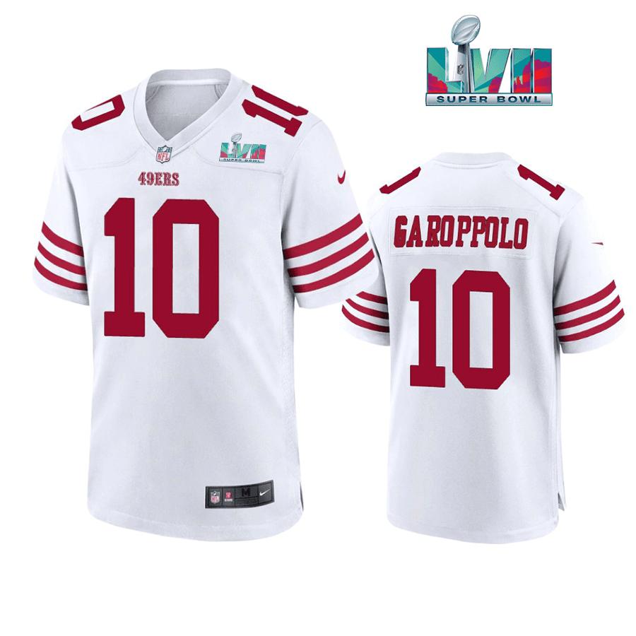 Jimmy Garoppolo 10 San Francisco 49Ers Super Bowl LVII Men Game Jersey- White - Bluefink