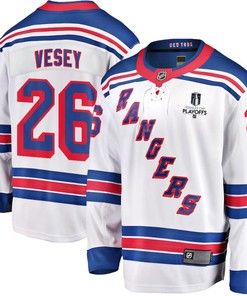 Jimmy Vesey 26 New York Rangers Stanley Cup 2023 Playoffs Patch Away Breakaway Men Jersey - White