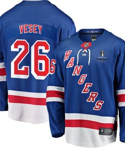Jimmy Vesey 26 New York Rangers Stanley Cup 2023 Playoffs Patch Home Breakaway Men Jersey - Blue