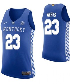 Jodie Meeks 23 Kentucky Wildcats Elite Basketball Home Men Jersey - Blue
