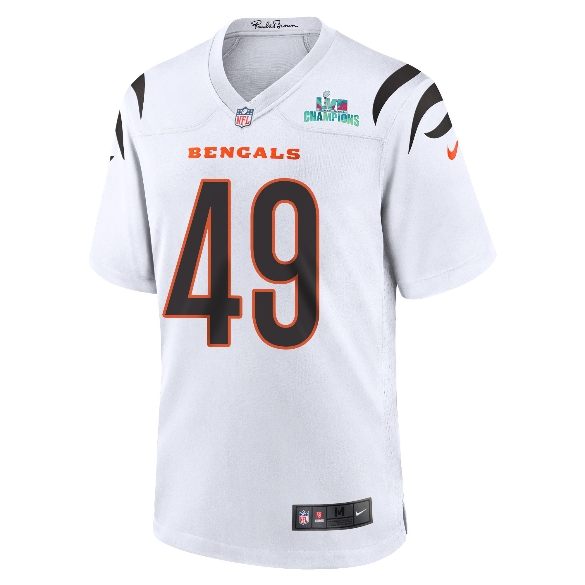 Joe Bachie 49 Cincinnati Bengals Super Bowl LVII Champions Men Game Jersey - White