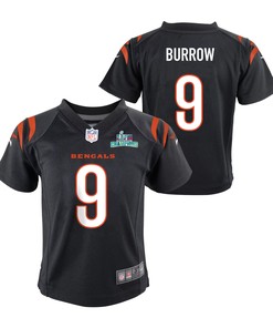 Joe Burrow 9 Cincinnati Bengals Super Bowl LVII Champions Youth Game Jersey - Black