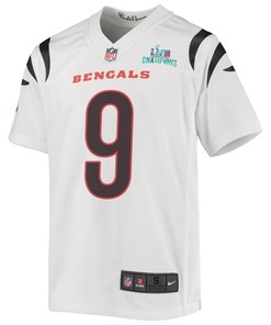Joe Burrow 9 Cincinnati Bengals Super Bowl LVII Champions Youth Game Jersey - White